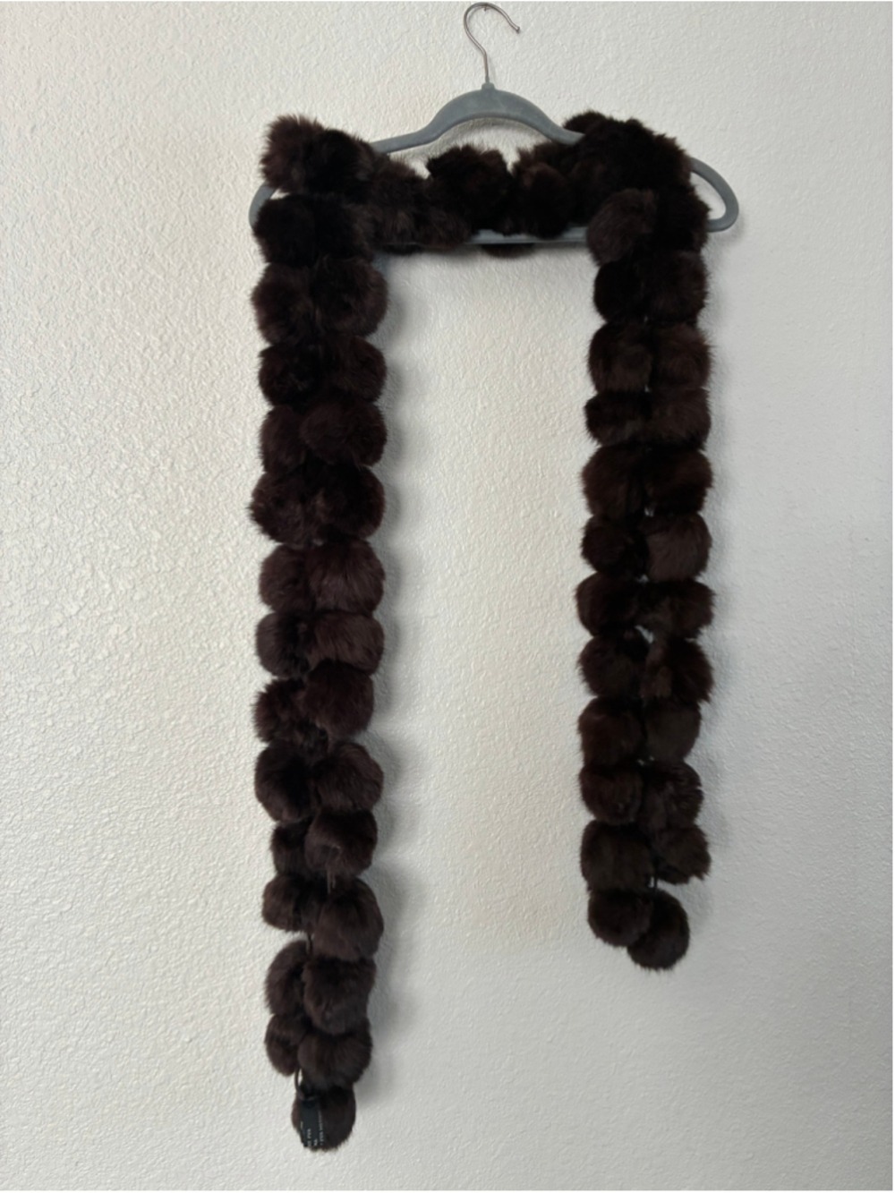 Women's Cejon Rabbit Fur Pom Pom Scarf One Size Brown